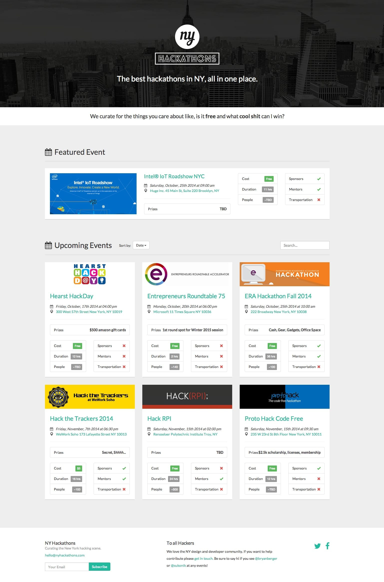 The NY Hackathons home page